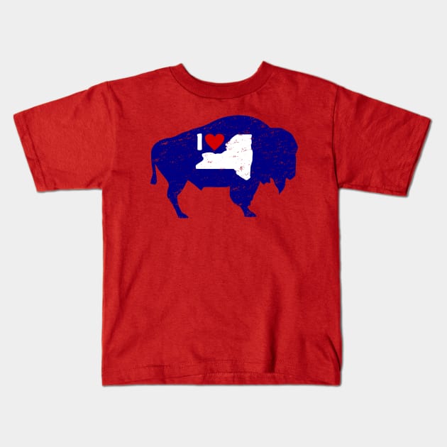 Distressed I Love Buffalo NY Kids T-Shirt by LaurenElin